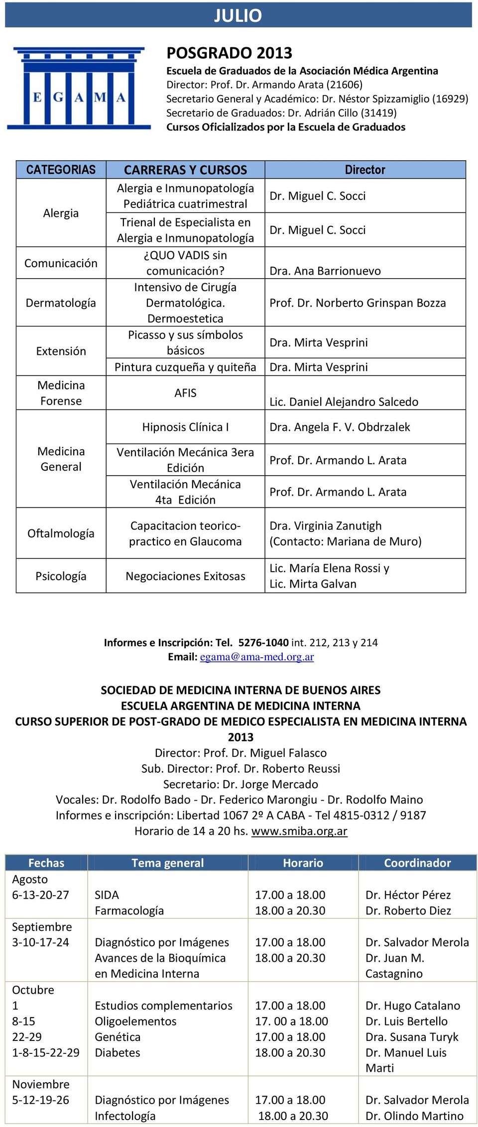Adrián Cillo (31419) Cursos Oficializados por la Escuela de Graduados CATEGORIAS CARRERAS Y CURSOS Director Alergia Alergia e Inmunopatología Pediátrica cuatrimestral Dr. Miguel C.