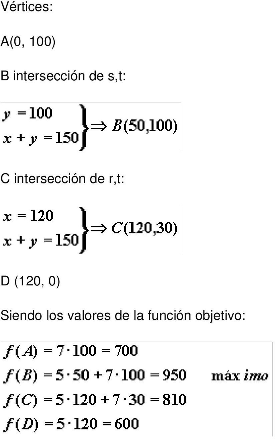 intersección de r,t: D (120,