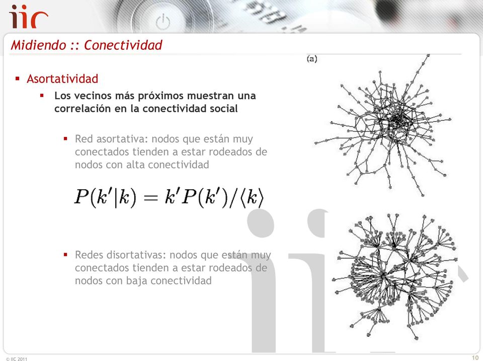 conectados tienden a estar rodeados de nodos con alta conectividad Redes