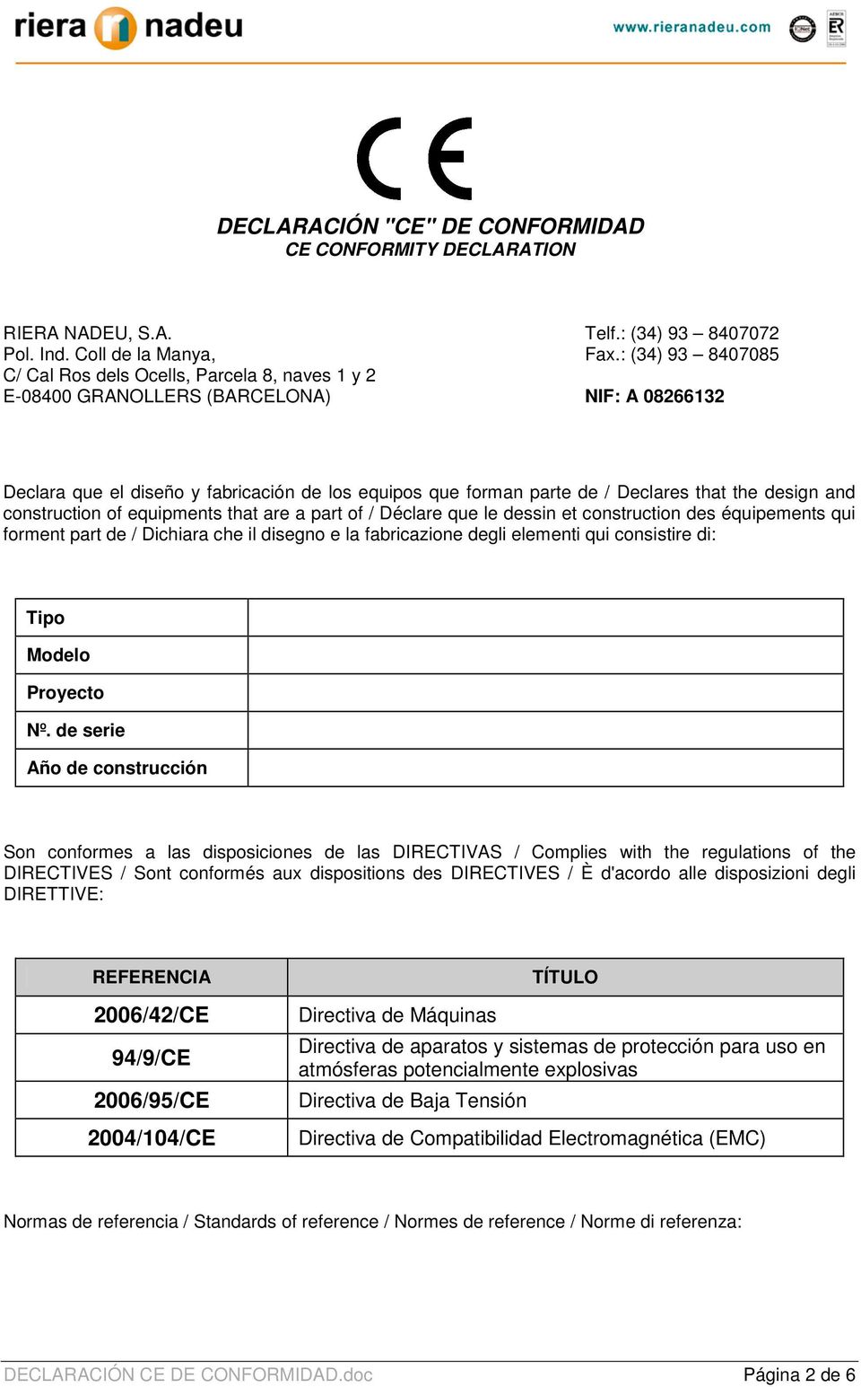 DECLARACIÓN CE DE CONFORMIDAD - PDF Free Download