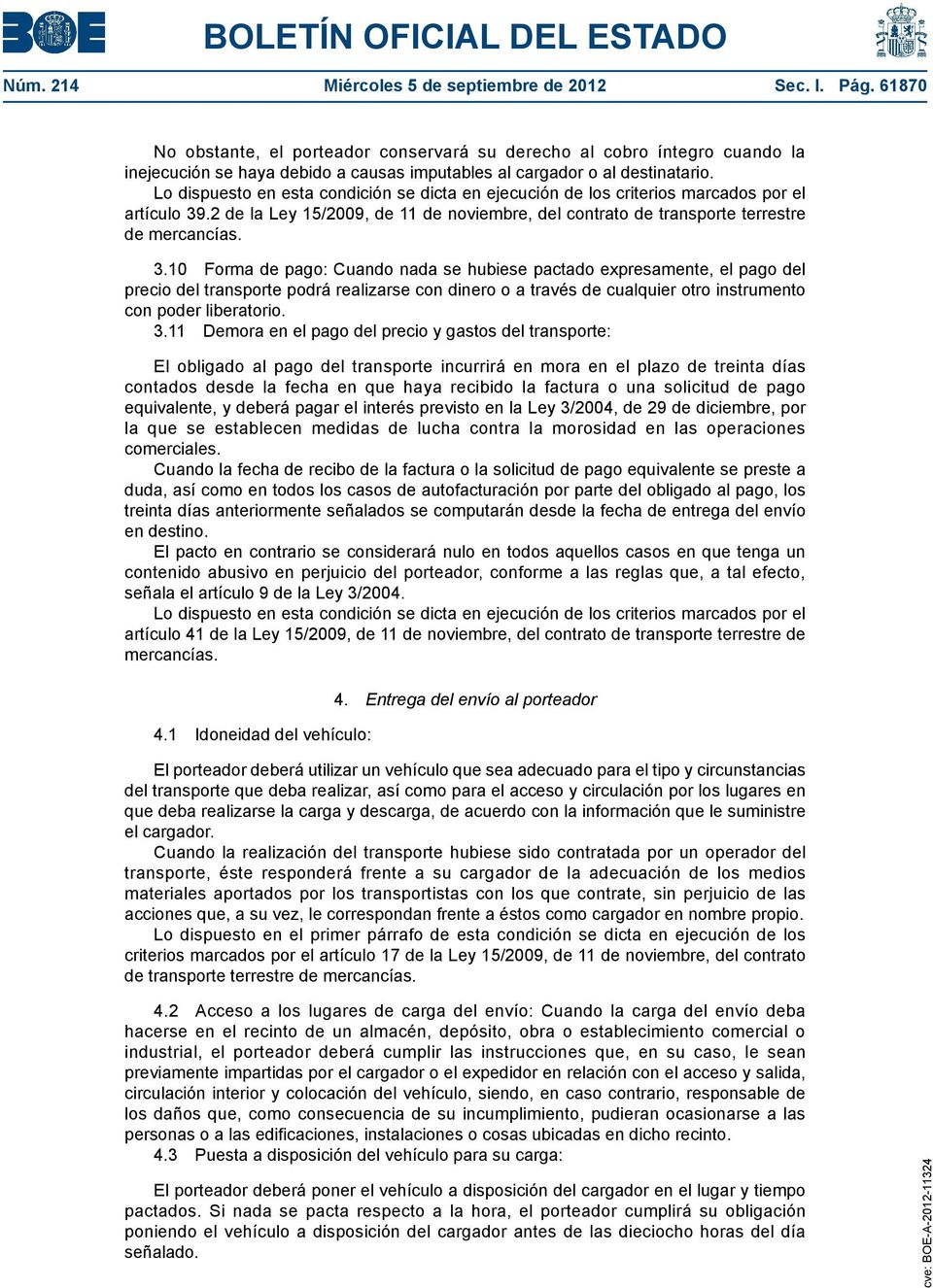 2 de la Ley 15/2009, de 11 de noviembre, del contrato de transporte terrestre de 3.