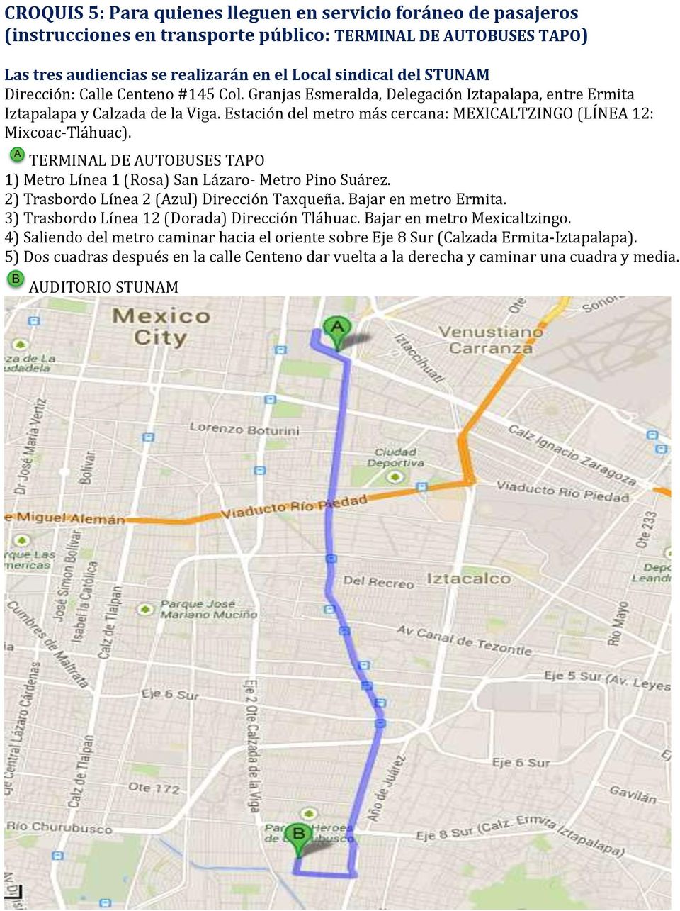 Cómo llegar del Metro Mexicaltzingo al auditorio del STUNAM - PDF Free  Download