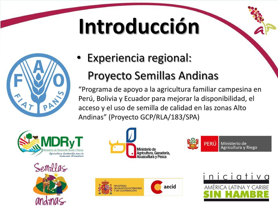 Bolivia y Ecuador para mejorar la disponibilidad, el acceso y el