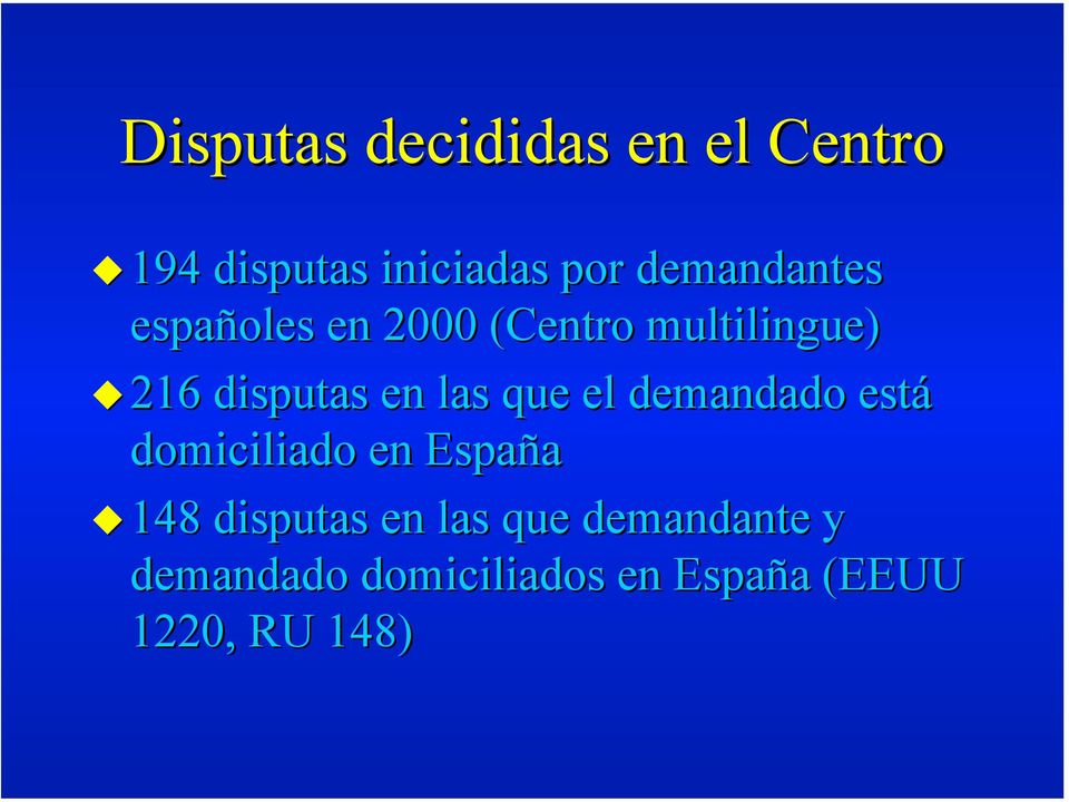 en las que el demandado está domiciliado en España 148 disputas