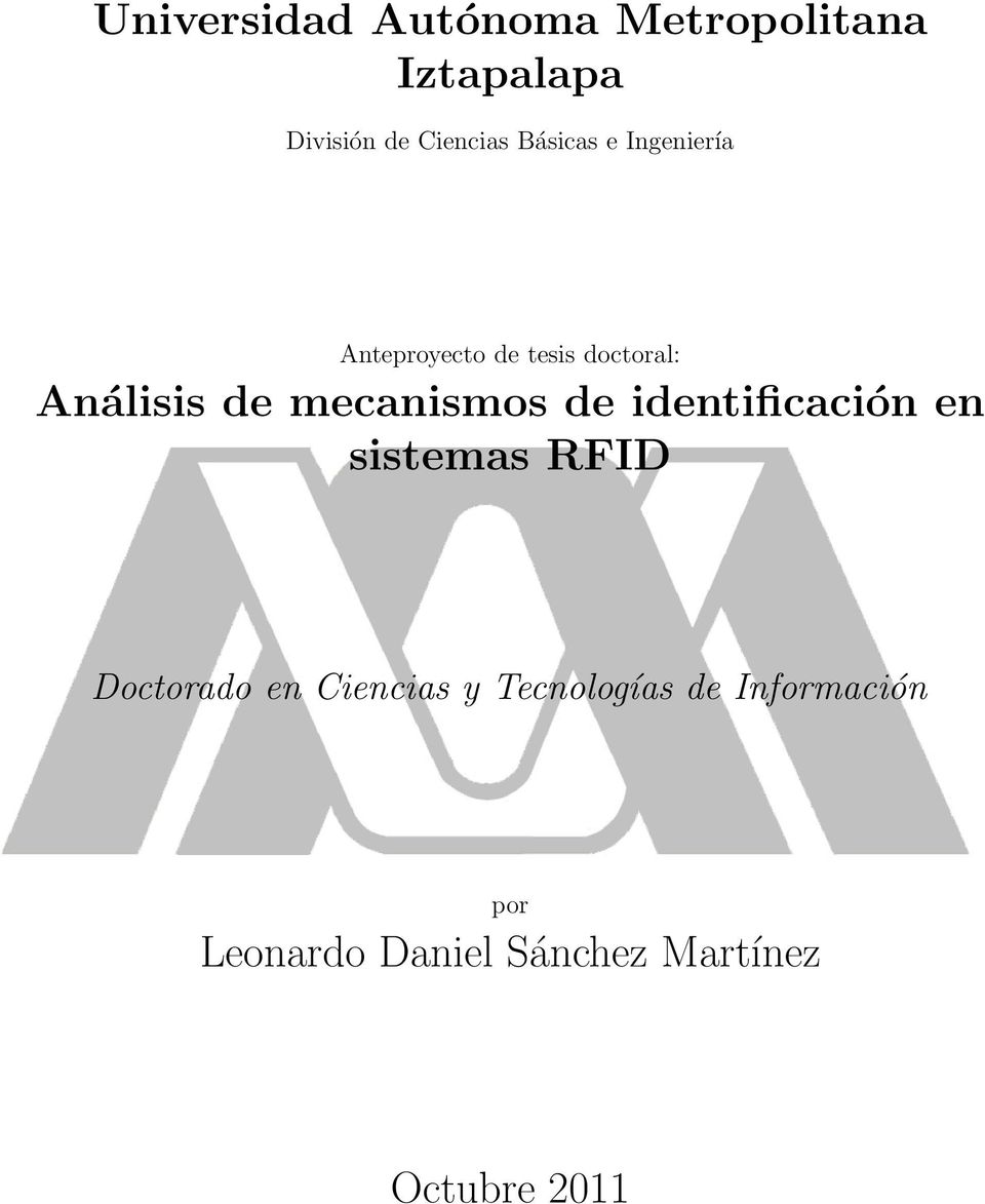 mecanismos de identificación en sistemas RFID Doctorado en Ciencias y