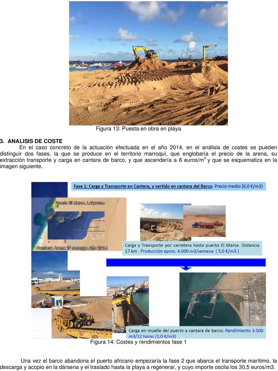 territorio marroquí, que englobaría el precio de la arena, su extracción transporte y carga en cantara de barco, y que ascendería a 6 euros/m 3 y que se