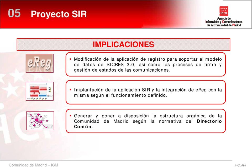 Implantación de la aplicación SIR y la integración de ereg con la misma según el funcionamiento definido.