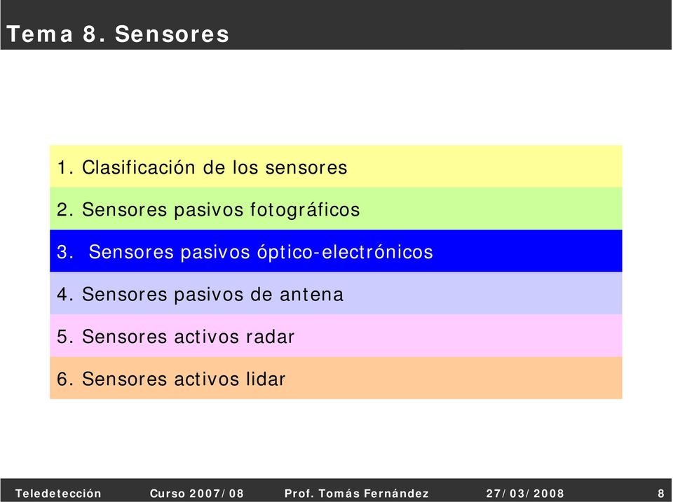 Sensores pasivos óptico-electrónicos 4.