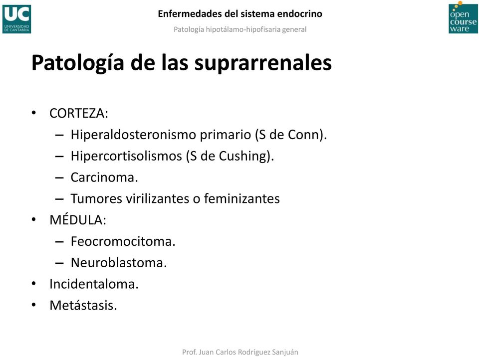 Hipercortisolismos (S de Cushing). Carcinoma.