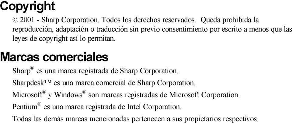 lo permitan. Marcas comerciales Sharp es una marca registrada de Sharp Corporation.