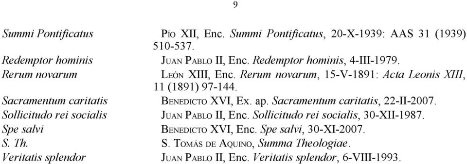 Sacramentum caritatis BENEDICTO XVI, Ex. ap. Sacramentum caritatis, 22-II-2007. Sollicitudo rei socialis JUAN PABLO II, Enc.