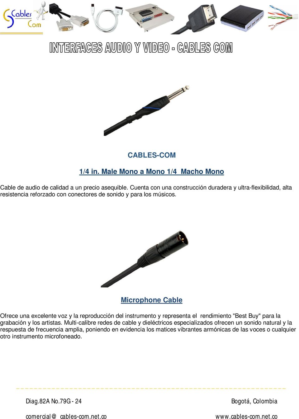 Microphone Cable Ofrece una excelente voz y la reproducción del instrumento y representa el rendimiento "Best Buy" para la grabación y los artistas.
