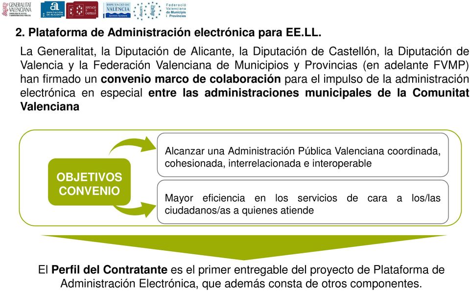 convenio marco de colaboración para el impulso de la administración electrónica en especial entre las administraciones municipales de la Comunitat Valenciana OBJETIVOS CONVENIO Alcanzar