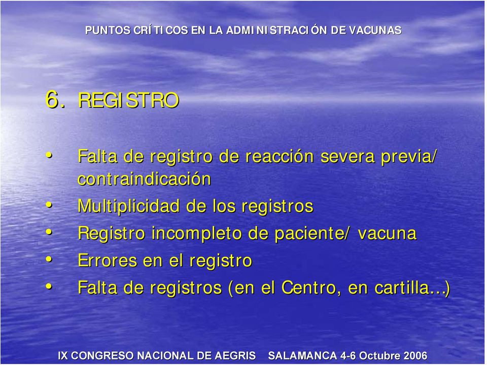registros Registro incompleto de paciente/ vacuna