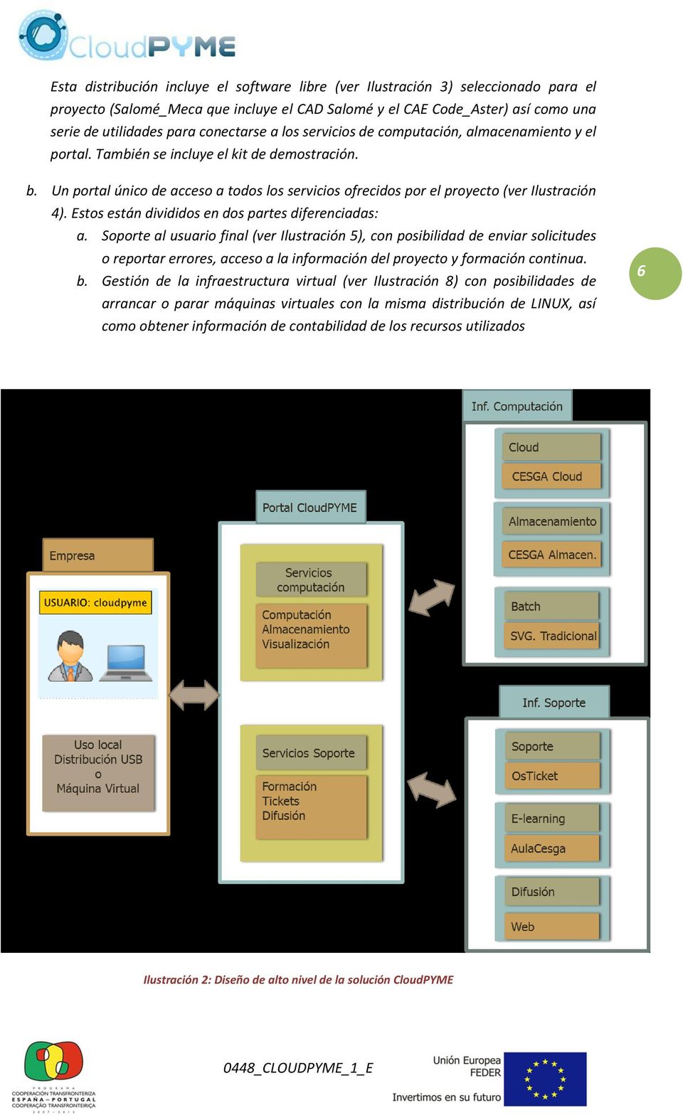 Un portal único de acceso a todos los servicios ofrecidos por el proyecto (ver Ilustración 4). Estos están divididos en dos partes diferenciadas: a.