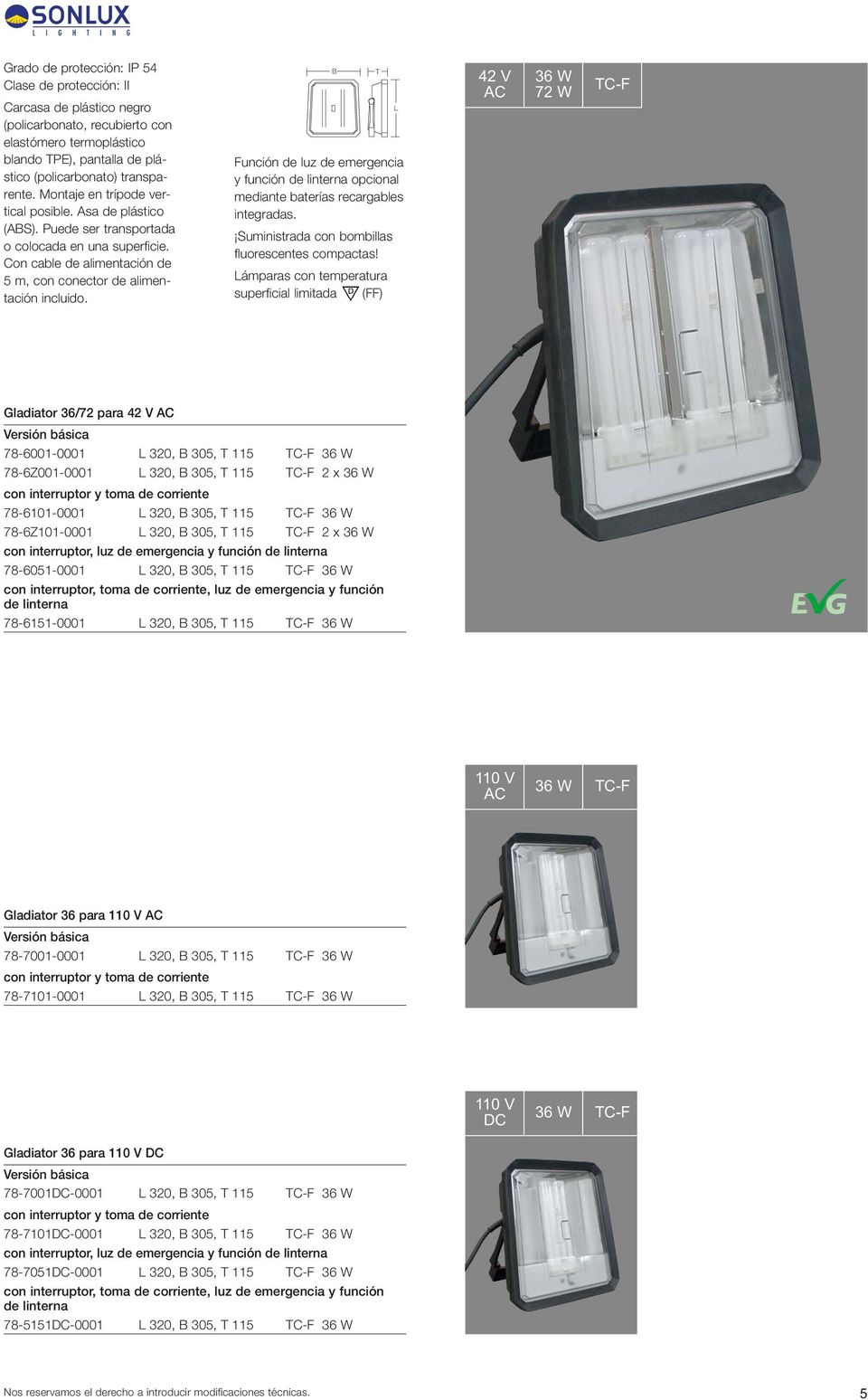 Función de luz de emergencia y función de linterna opcional mediante baterías recargables integradas. Suministrada con bombillas fluorescentes compactas!