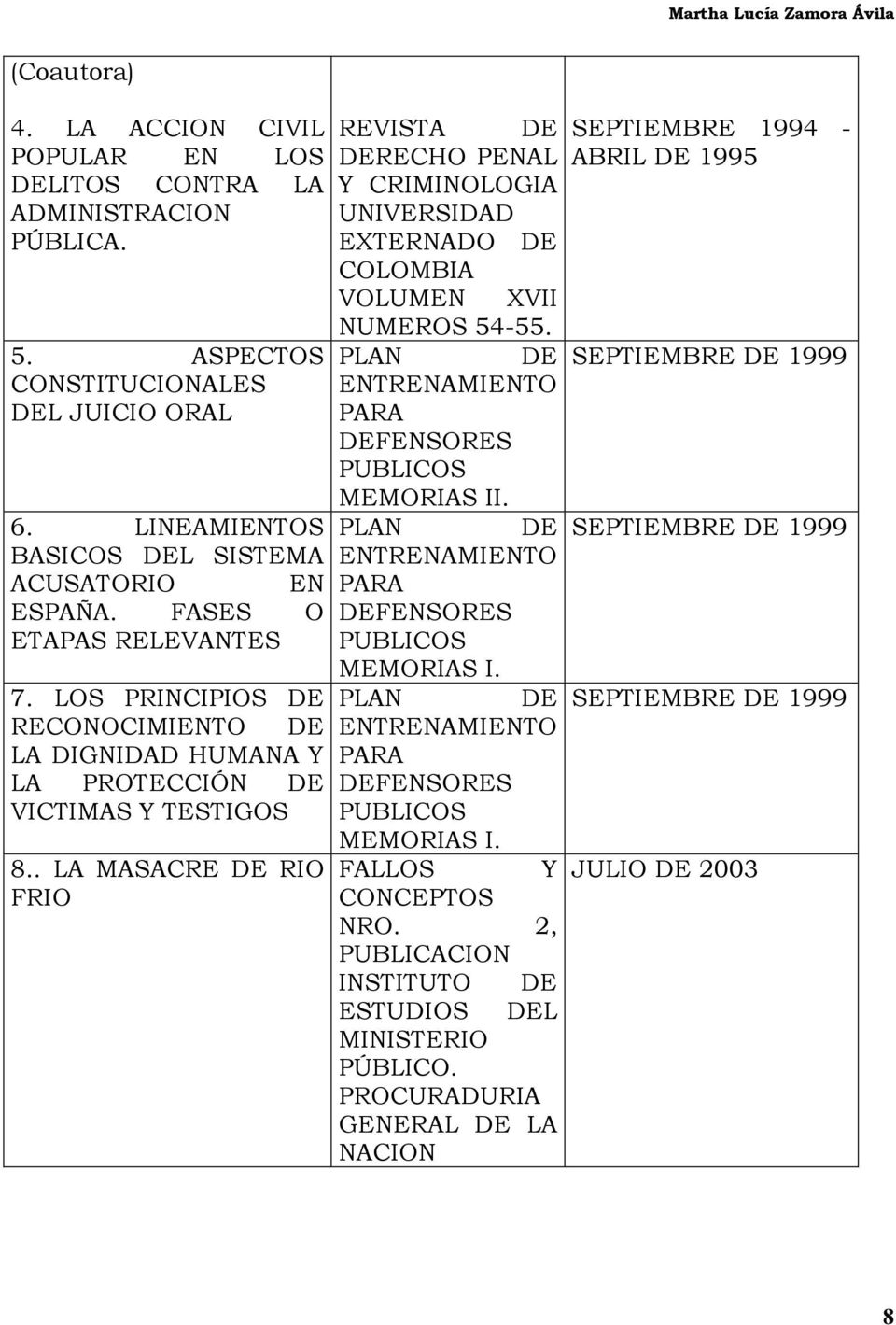 LINEAMIENTOS PLAN DE SEPTIEMBRE DE 1999 BASICOS DEL SISTEMA ENTRENAMIENTO ACUSATORIO EN PARA ESPAÑA. FASES O DEFENSORES ETAPAS RELEVANTES PUBLICOS MEMORIAS I. 7.