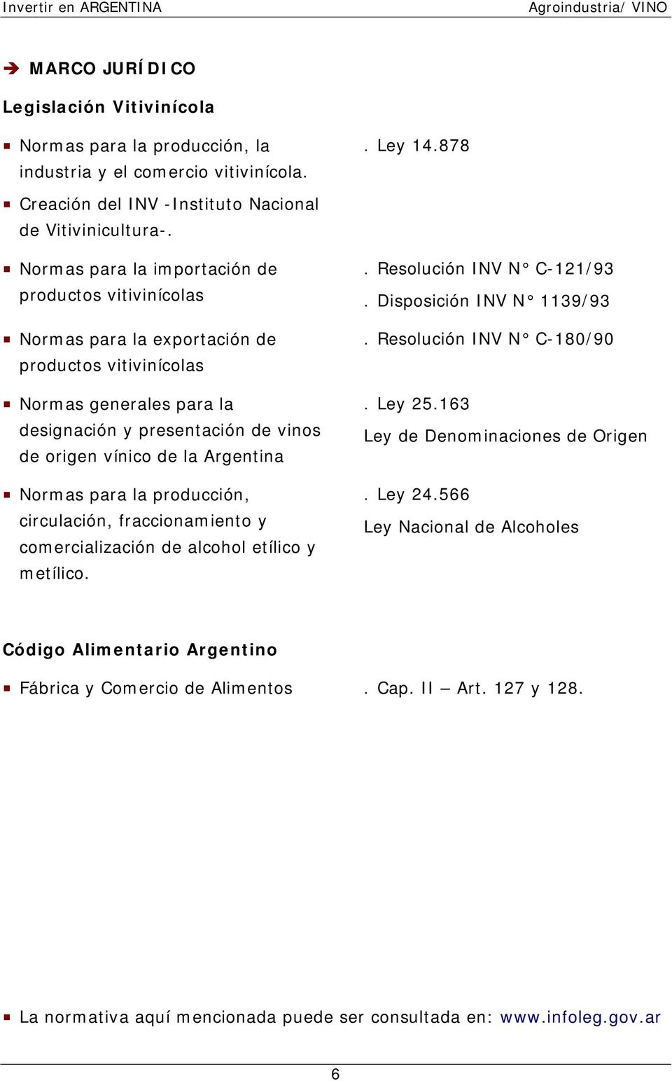 Argentina Normas para la producción, circulación, fraccionamiento y comercialización de alcohol etílico y metílico.. Resolución INV N C-121/93. Disposición INV N 1139/93. Resolución INV N C-180/90.