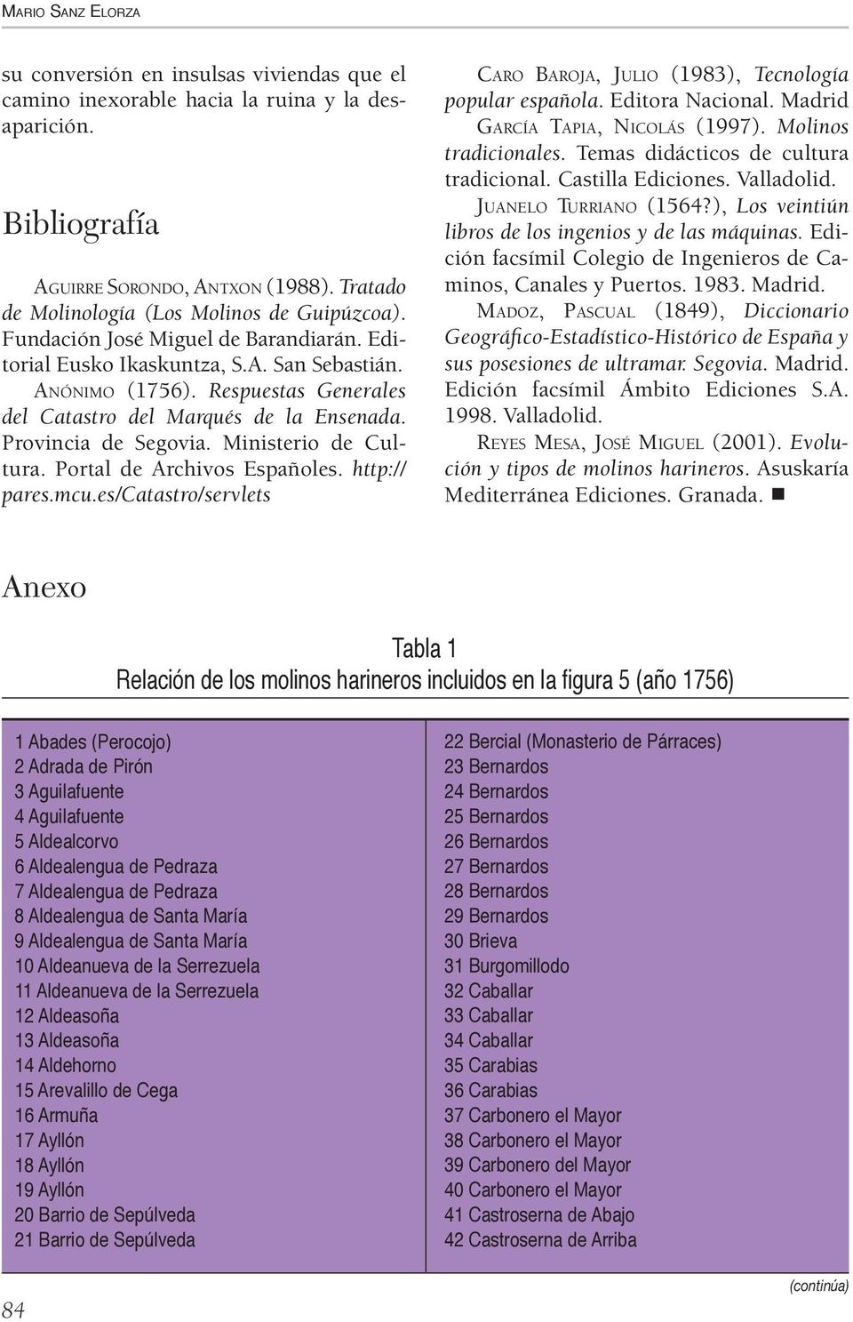 Respuestas Generales del Catastro del Marqués de la Ensenada. Provincia de Segovia. Ministerio de Cultura. Portal de Archivos Españoles. http:// pares.mcu.