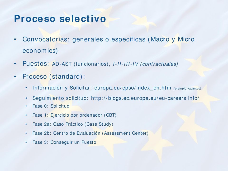 htm (ejemplo vacantes) Seguimiento solicitud: http://blogs.ec.europa.eu/eu-careers.