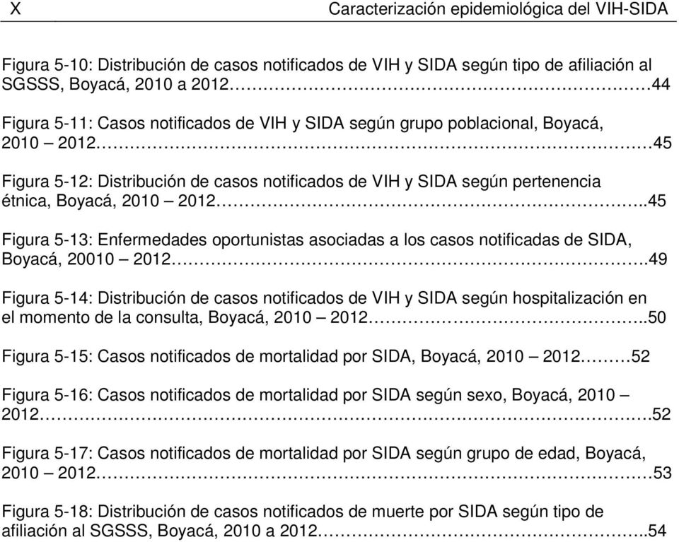 .45 Figura 5-13: Enfermedades oportunistas asociadas a los casos notificadas de SIDA, Boyacá, 20010 2012.
