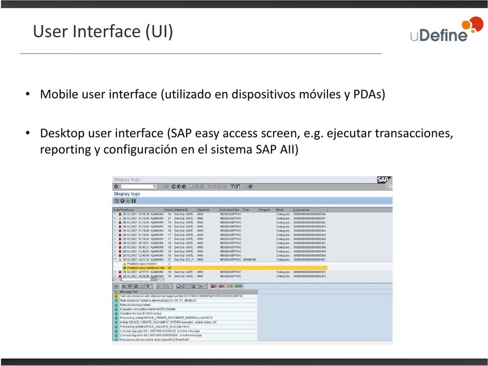 interface (SAP easy access screen, e.g.
