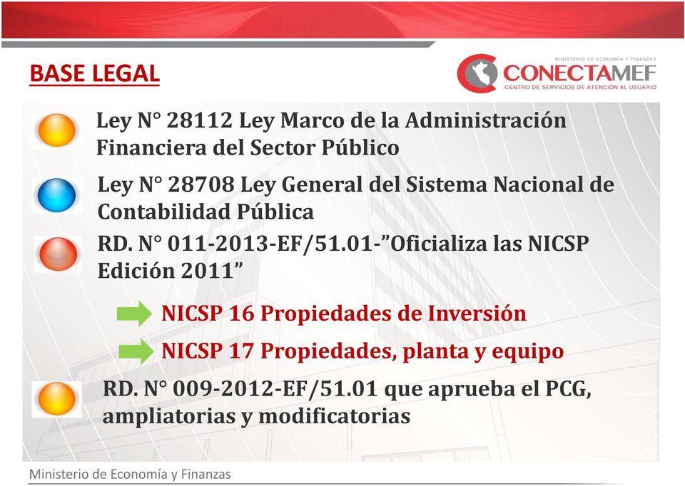 Nacional de Contabilidad Pública RD. N 011 2013 EF/51.