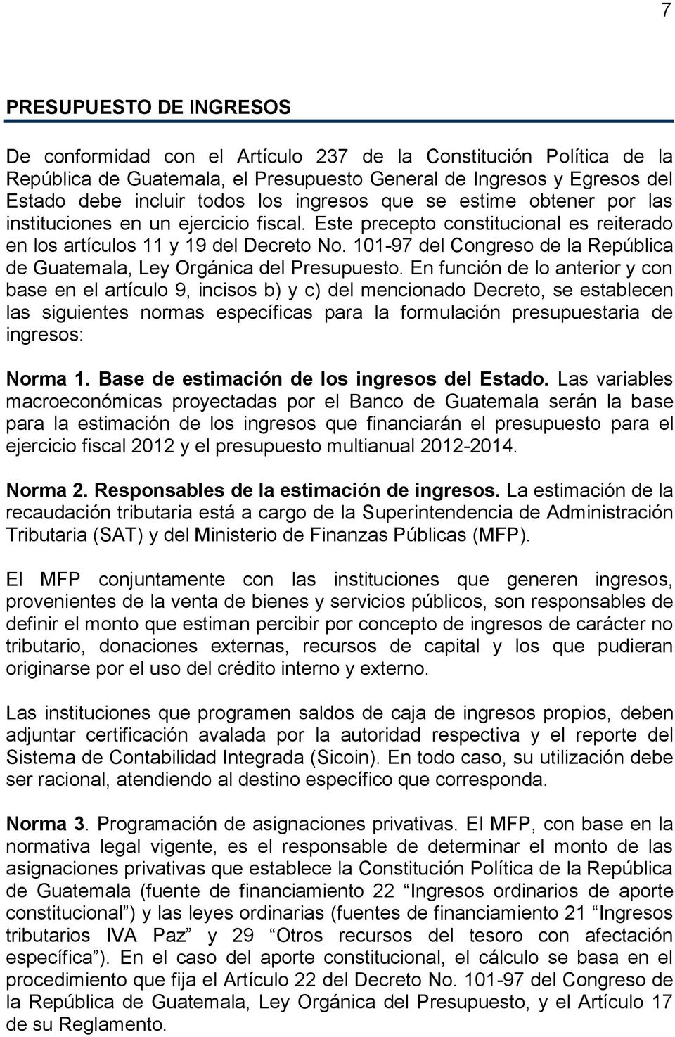 101-97 del Congreso de la República de Guatemala, Ley Orgánica del Presupuesto.