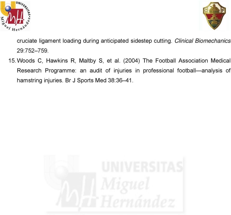 (2004) The Football Association Medical Research Programme: an audit of