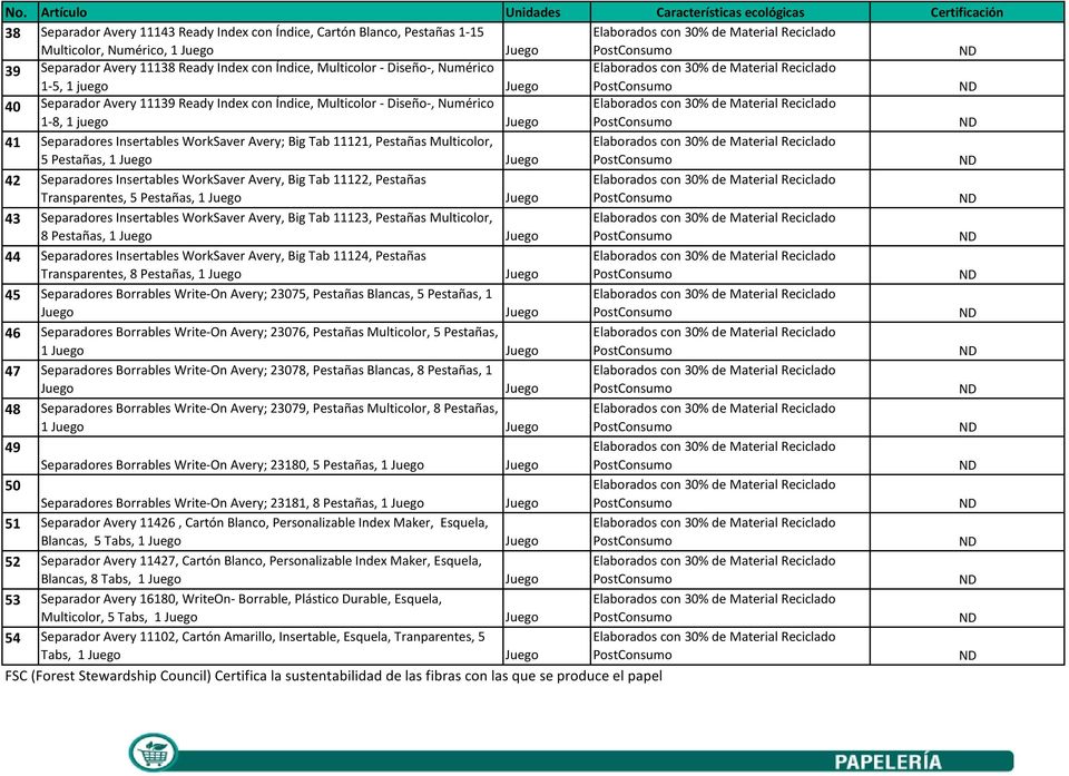 juego Juego PostConsumo 41 Separadores Insertables WorkSaver Avery; Big Tab 11121, Pestañas Multicolor, 5 Pestañas, 1 Juego Juego PostConsumo 42 Separadores Insertables WorkSaver Avery, Big Tab