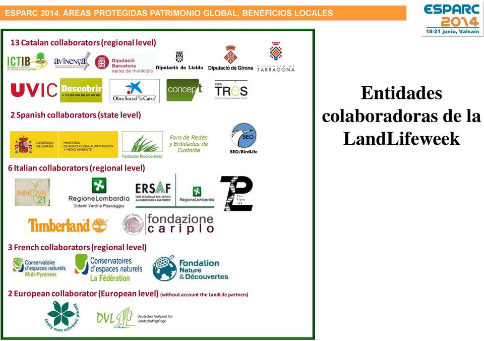Entidades colaboradoras de la LandLifeweek 3 French collaborators (regional