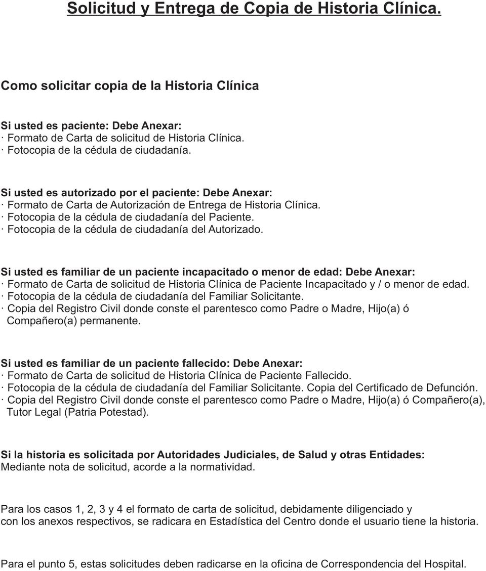 Solicitud y Entrega de Copia de Historia Clínica. - PDF