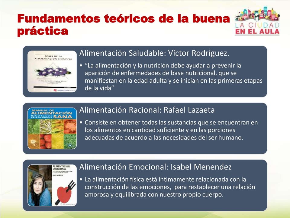 etapas de la vida Alimentación Racional: Rafael Lazaeta Consiste en obtener todas las sustancias que se encuentran en los alimentos en cantidad suficiente y en las