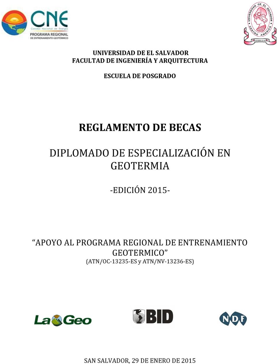 GEOTERMIA -EDICIÓN 2015- APOYO AL PROGRAMA REGIONAL DE ENTRENAMIENTO
