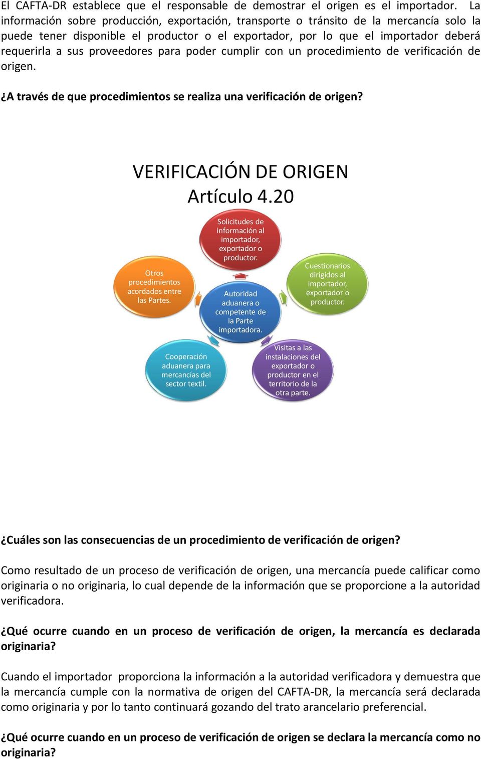 proveedores para poder cumplir con un procedimiento de verificación de origen. A través de que procedimientos se realiza una verificación de origen? VERIFICACIÓN DE ORIGEN Artículo 4.