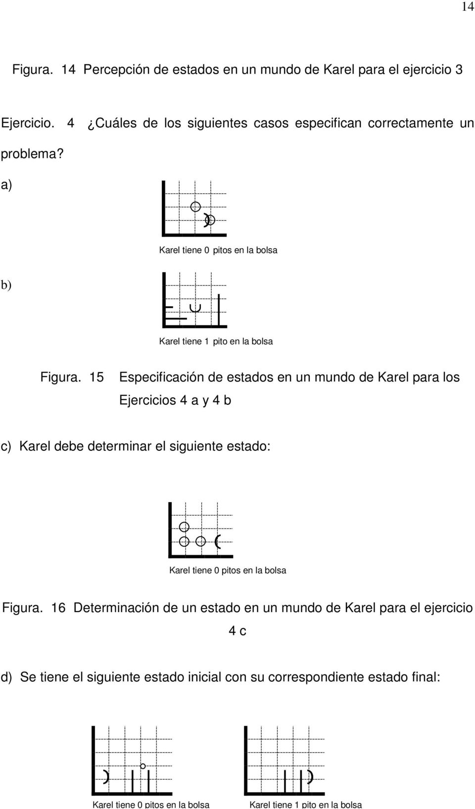 15 Especificación de estados en un mundo de Karel para los Ejercicios 4 a y 4 b c Karel debe determinar el siguiente estado: (
