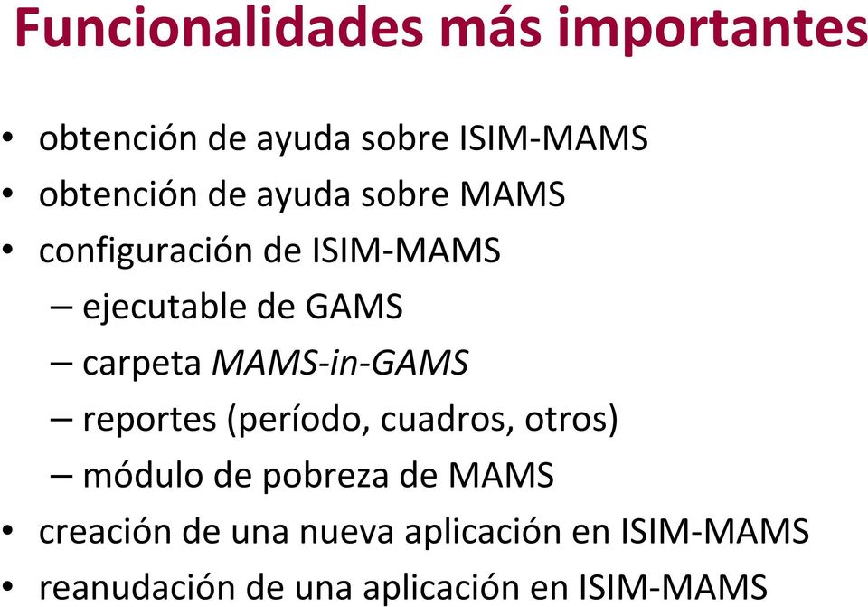 in GAMS reportes (período, cuadros, otros) módulo de pobreza de MAMS creación