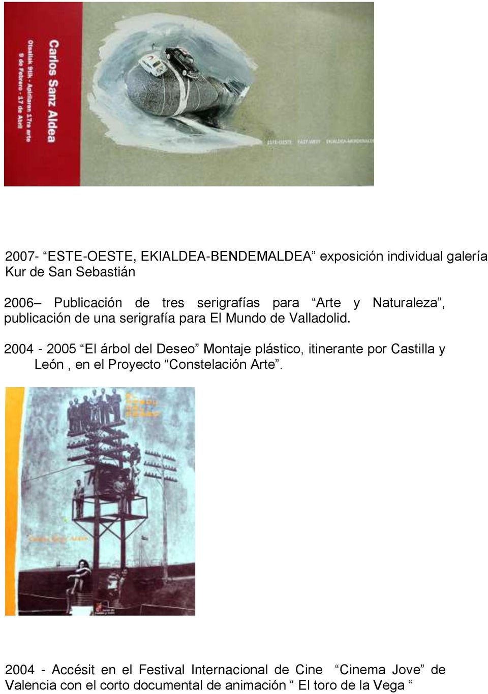 2004-2005 El árbol del Deseo Montaje plástico, itinerante por Castilla y León, en el Proyecto Constelación Arte.