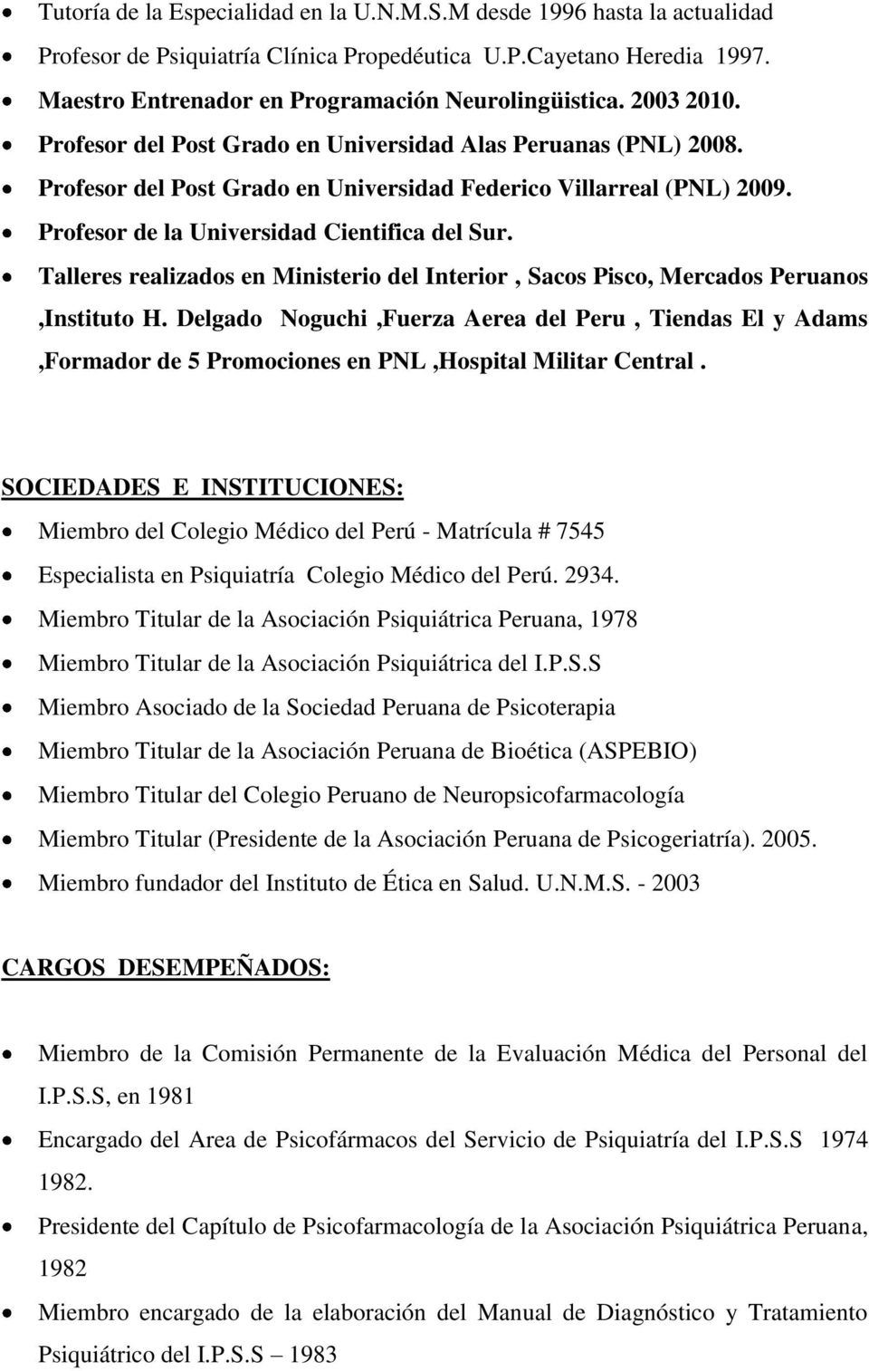 Talleres realizados en Ministerio del Interior, Sacos Pisco, Mercados Peruanos,Instituto H.