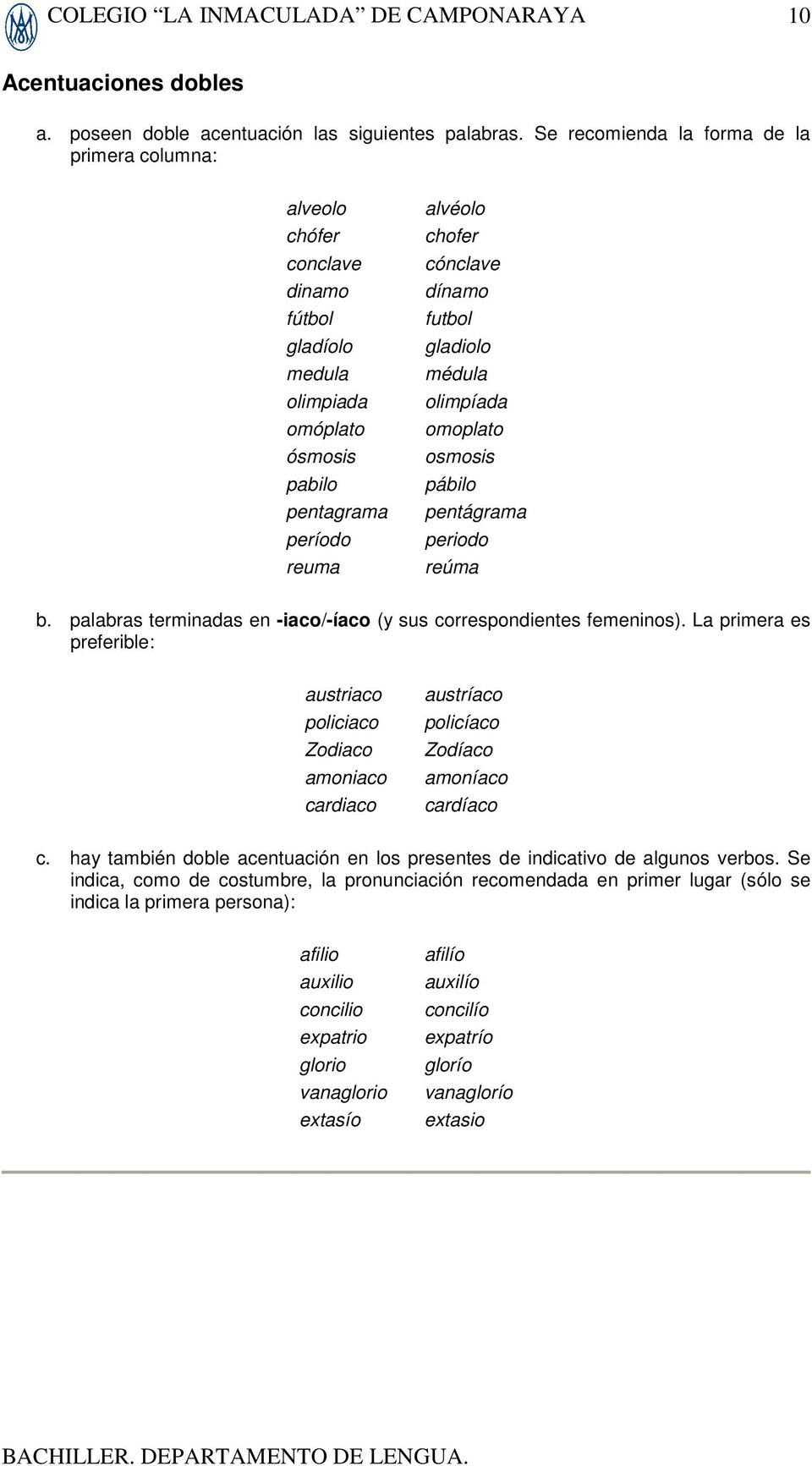 mplat smsis pábil pentágrama perid reúma b. palabras terminadas en -iac/-íac (y sus crrespndientes femenins).
