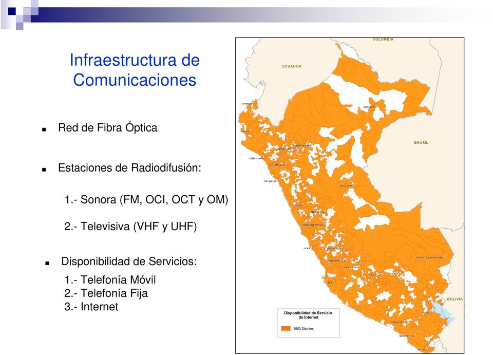 - Sonora (FM, OCI, OCT y OM) 2.- Televisiva (VHF y UHF).