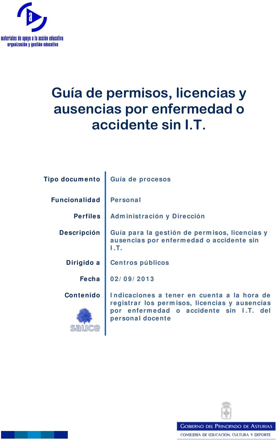 Guía para la gestión de permisos, licencias y ausencias por enfermedad o accidente sin I.T.