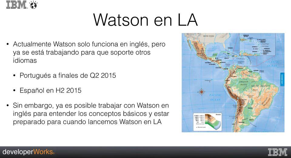Español en H2 2015 Sin embargo, ya es posible trabajar con Watson en inglés