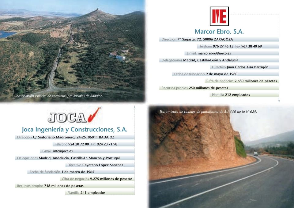 580 millones de pesetas Recursos propios 250 millones de pesetas Conservación especial de carreteras provinciales de Badajoz.