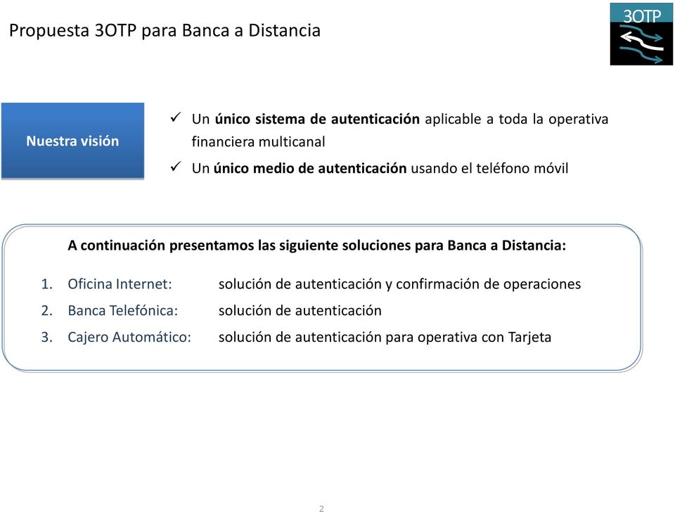 siguiente soluciones para Banca a Distancia: 1.