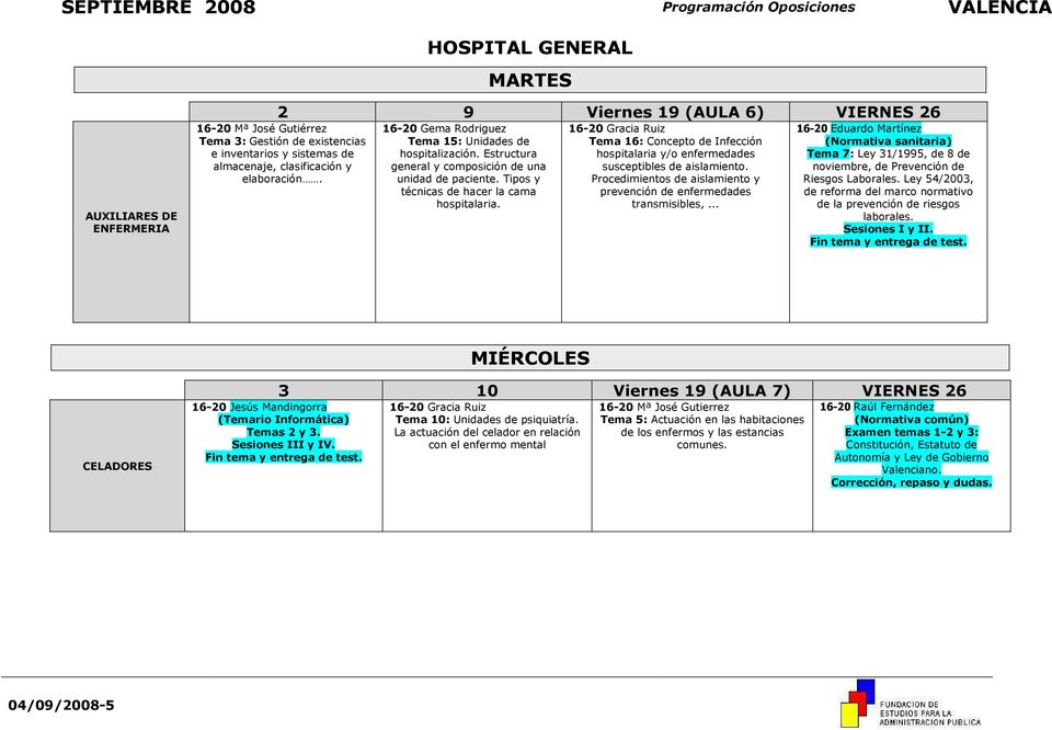 Tipos y técnicas de hacer la cama hospitalaria. 16-20 Gracia Ruiz Tema 16: Concepto de Infección hospitalaria y/o enfermedades susceptibles de aislamiento.