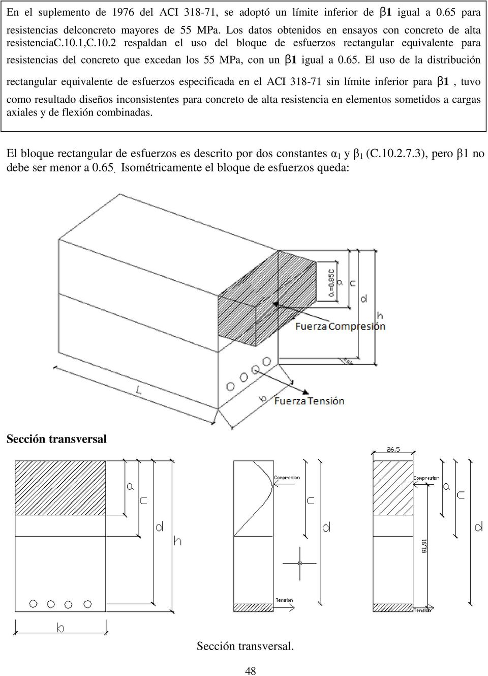 1,c.10. respaldan el uso del bloque de esfuerzos rectangular equivalente para resistencias del concreto que excedan los 55