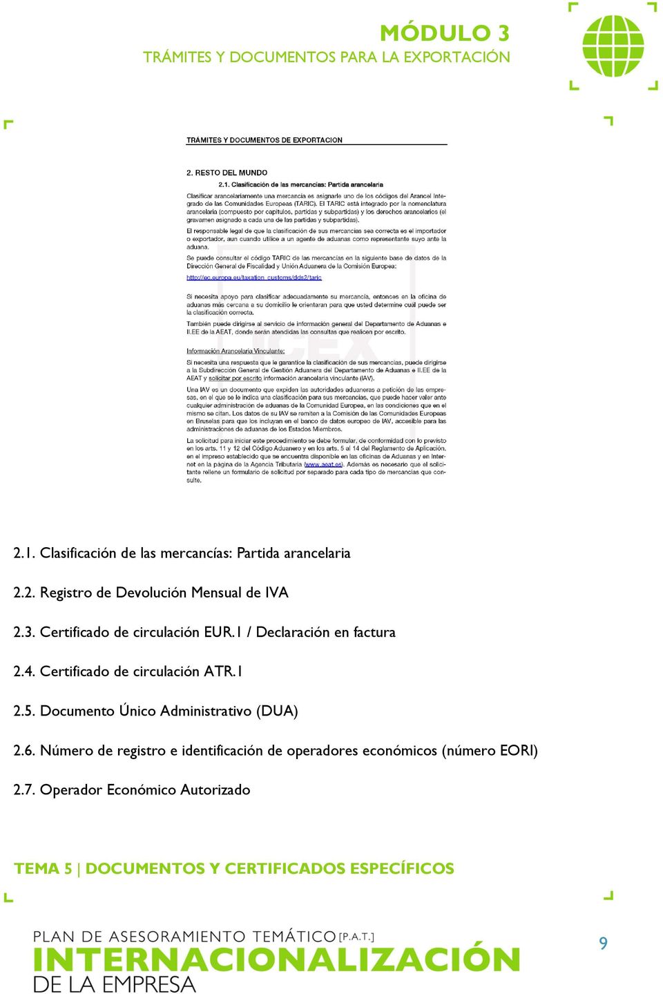 5. Documento Único Administrativo (DUA) 2.6.