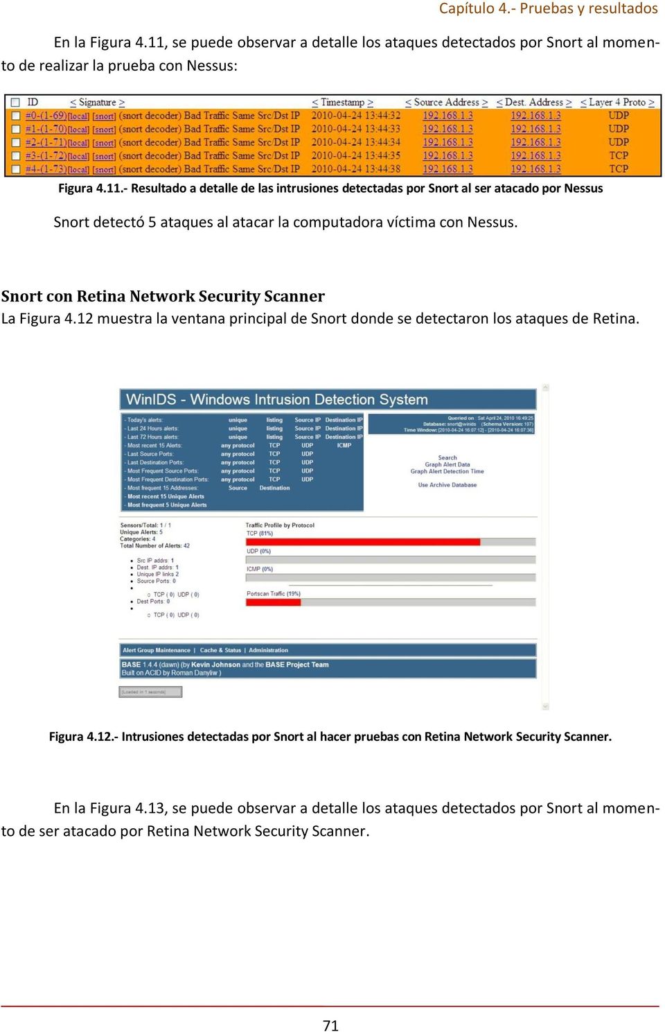 - Resultado a detalle de las intrusiones detectadas por Snort al ser atacado por Nessus Snort detectó 5 ataques al atacar la computadora víctima con Nessus.
