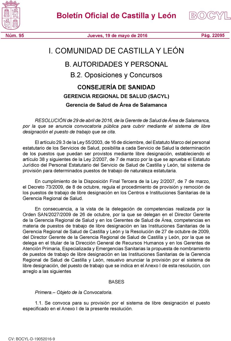 095 I. COMUNIDAD DE CASTILLA Y LEÓN B. AUTORIDADES Y PERSONAL B.2.